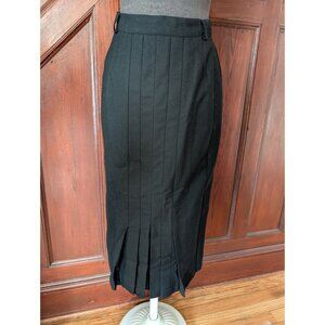 Louis Feraud Black Pleated Wool Midi Skirt F36 Made In Germany